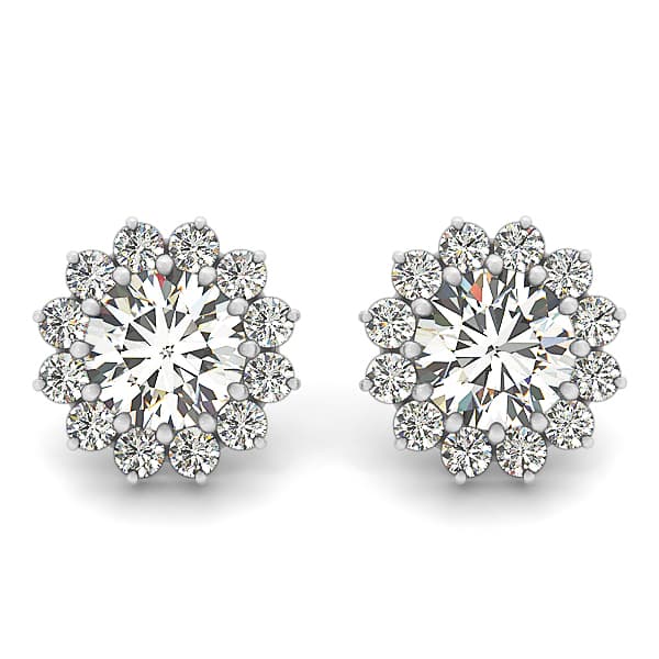 Round Halo Stud Earrings — View 1