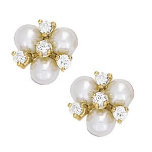 Cluster Pearl Earrings — White Gold