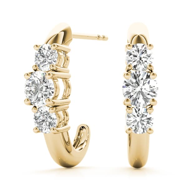 3-Stone J-Hoops (2 ct. tw.), Front view in yellow gold