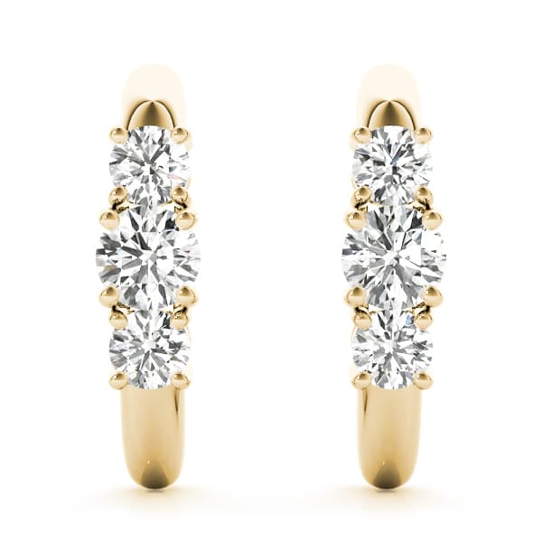 3-Stone J-Hoops (2 ct. tw.), Angle view in yellow gold