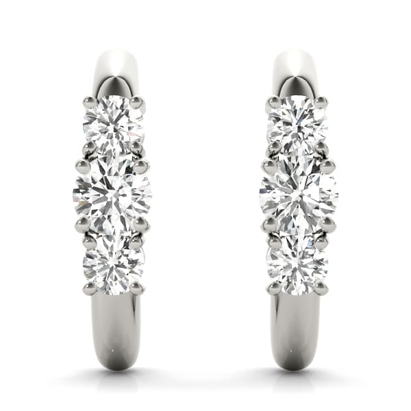 3-Stone J-Hoops (2 ct. tw.), Angle view in white gold or platinum