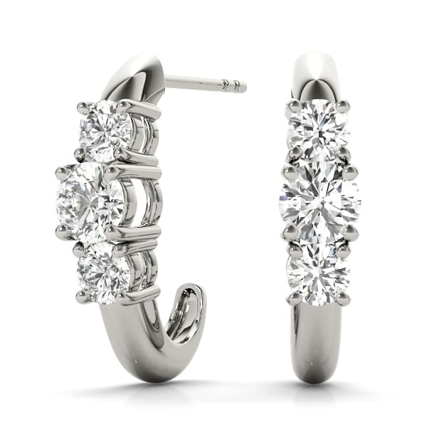 3-Stone J-Hoops — 1 ctw — View 1