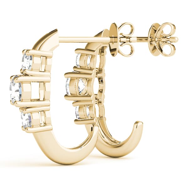 3-Stone J-Hoops (2 ct. tw.), On hand view in yellow gold
