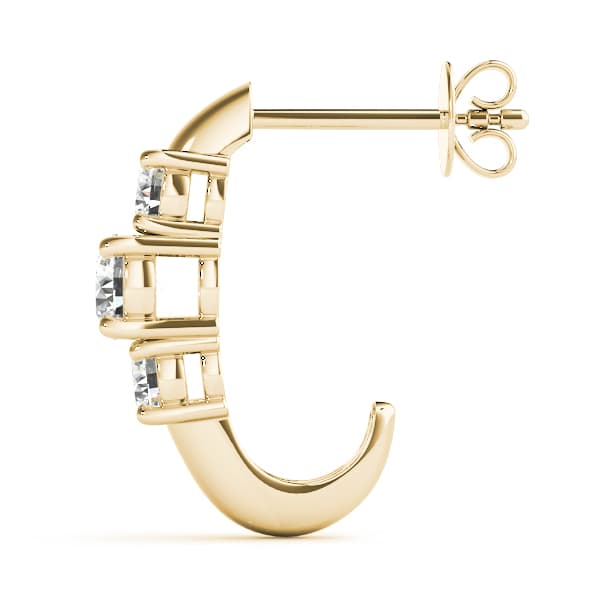 3-Stone J-Hoops (2 ct. tw.), Side view in yellow gold