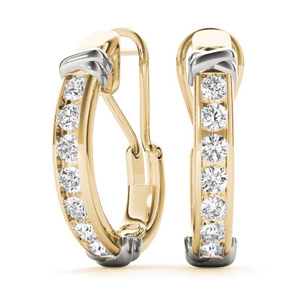 Channel Set J-Hoop Earrings (1 ct. tw.), Front view in yellow gold