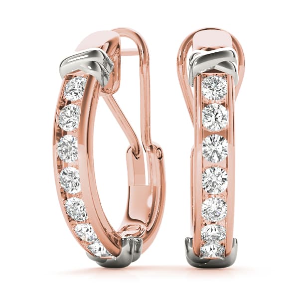 Channel Set J-Hoop Earrings (2 ct. tw.), Front view in rose gold