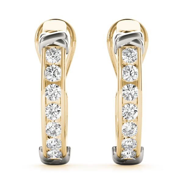 Channel Set J-Hoop Earrings (1 ct. tw.), Angle view in yellow gold