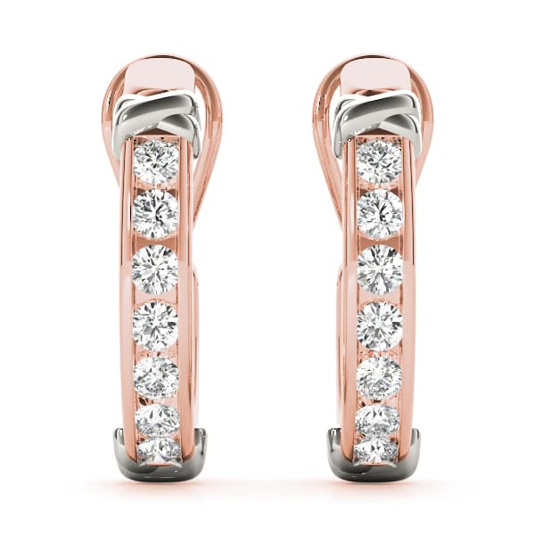 Channel Set J-Hoop Earrings (2 ct. tw.), Angle view in rose gold
