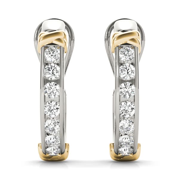 Channel Set J-Hoop Earrings (2 ct. tw.), Angle view in white gold or platinum