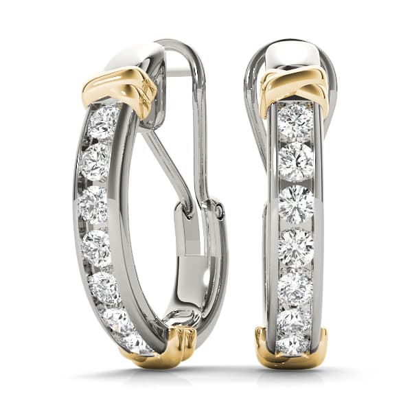Channel Set J-Hoop Earrings — 1 ctw — View 1
