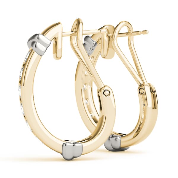 Channel Set J-Hoop Earrings (1 ct. tw.), On hand view in yellow gold