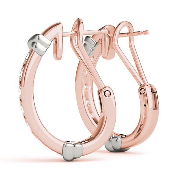 Channel Set J-Hoop Earrings (2 ct. tw.), On hand view in rose gold