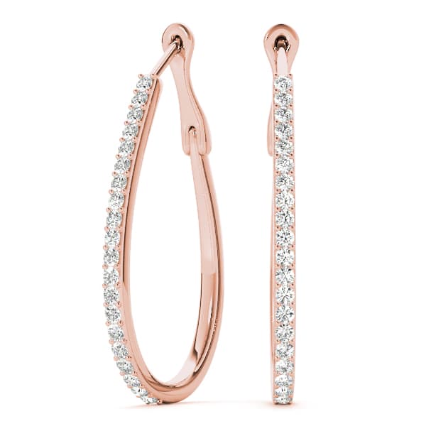 Tear Drop Hoop Earrings (2 ct. tw.), Front view in rose gold