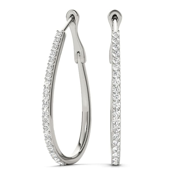 Tear Drop Hoop Earrings — 1/4 ctw — View 1