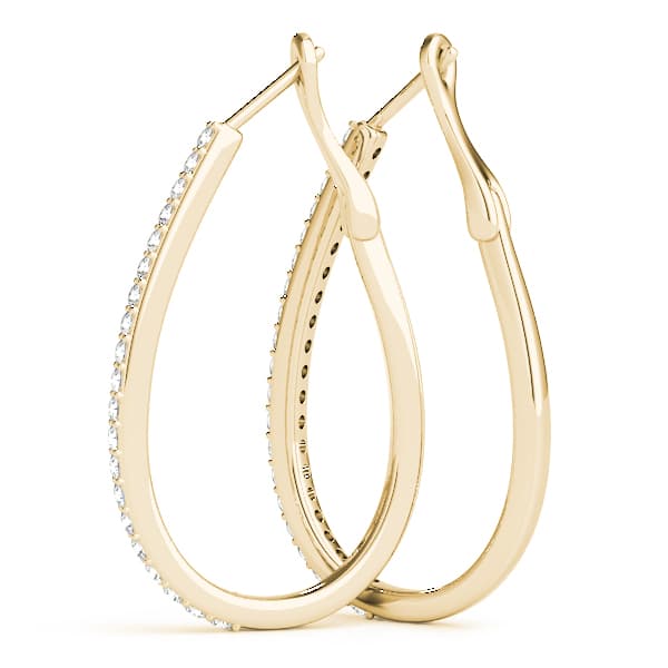 Tear Drop Hoop Earrings (2 ct. tw.), On hand view in yellow gold