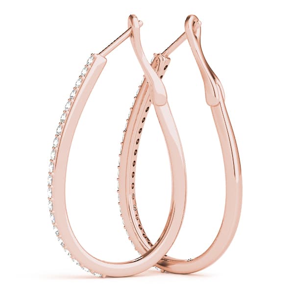 Tear Drop Hoop Earrings (2 ct. tw.), On hand view in rose gold