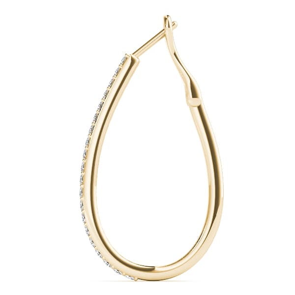 Tear Drop Hoop Earrings (2 ct. tw.), Side view in yellow gold