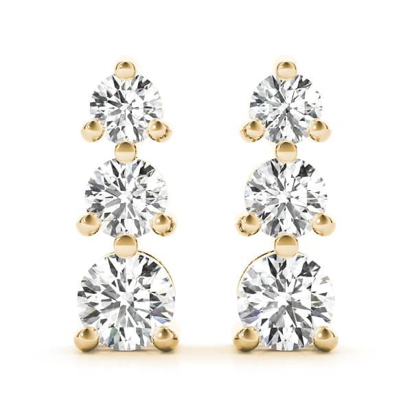 3-Stone Drop Earrings (2 ct. tw.), Front view in yellow gold