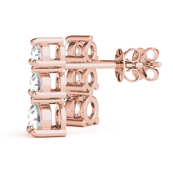 3-Stone Drop Earrings (1 ct. tw.), Angle view in rose gold