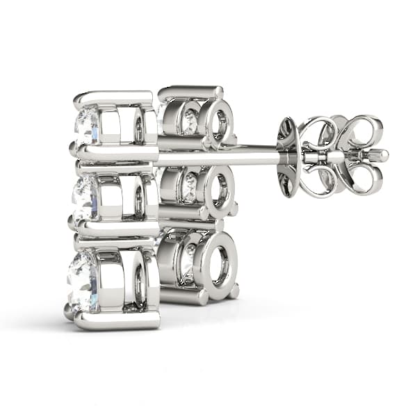 3-Stone Drop Earrings (2 ct. tw.), Angle view in white gold or platinum