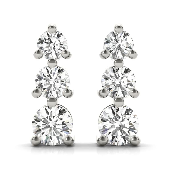 3-Stone Drop Earrings — 1 ctw — View 1