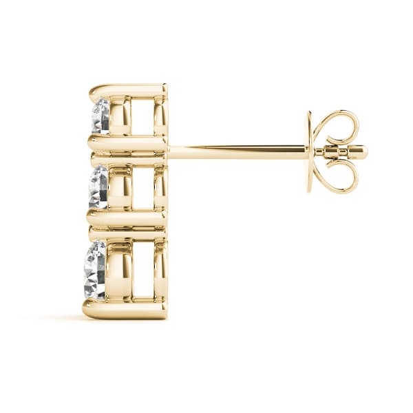3-Stone Drop Earrings (2 ct. tw.), Side view in yellow gold