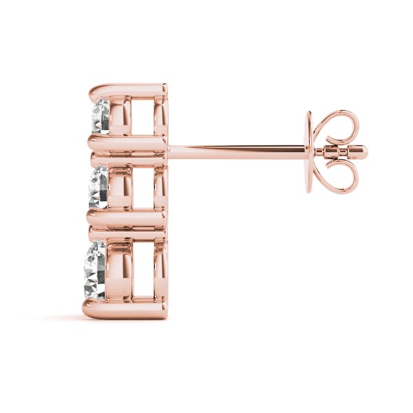 3-Stone Drop Earrings (1 ct. tw.), Side view in rose gold