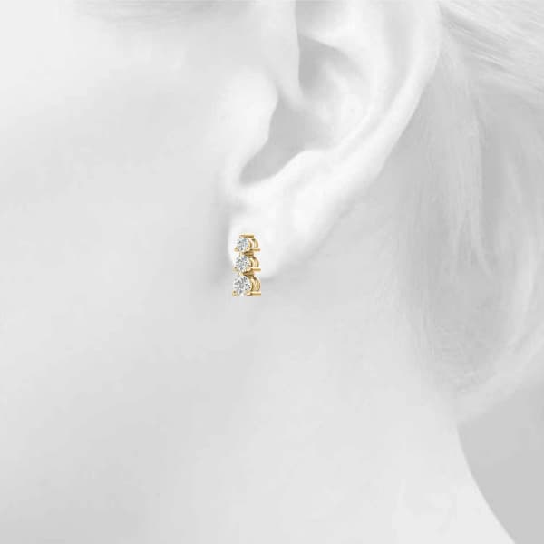 3-Stone Drop Earrings (2 ct. tw.), Top view in yellow gold