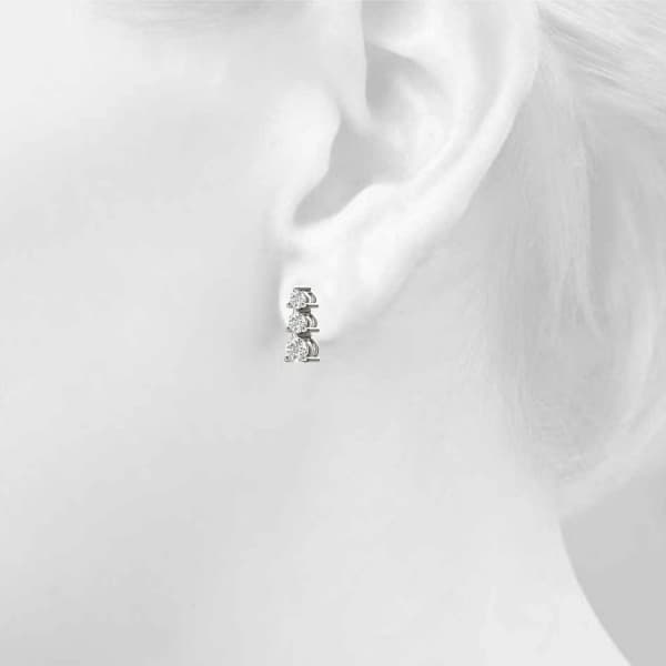 3-Stone Drop Earrings (2 ct. tw.), Top view in white gold or platinum
