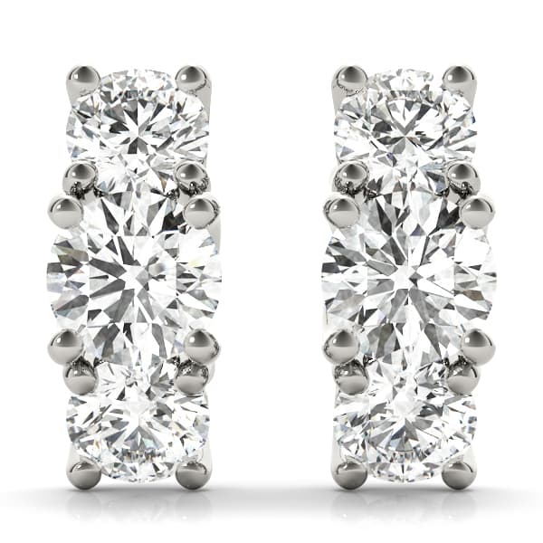 3-Stone Prong Set Curved Earrings — 2 1/5 CT — View 1