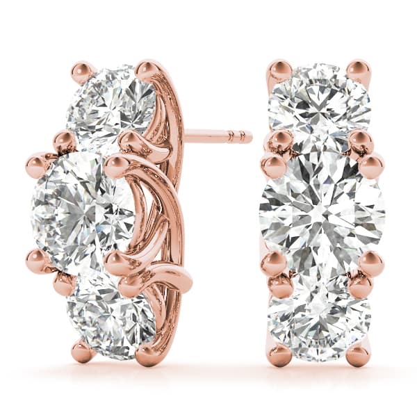 3-Stone Prong Set Curved Earrings (0.92 ct. tw.), On hand view in rose gold