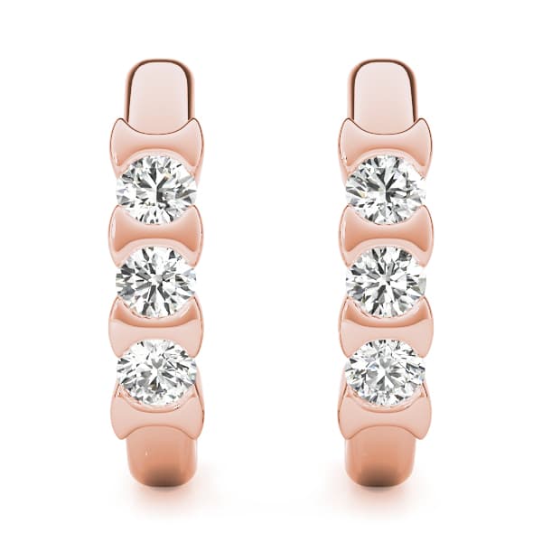 3-Stone Half Bezel J-Hoops (1 ct. tw.), Angle view in rose gold