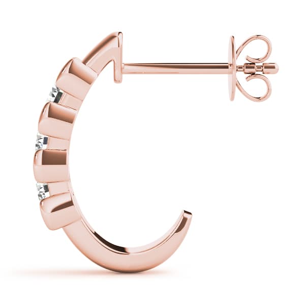 3-Stone Half Bezel J-Hoops (1 ct. tw.), Side view in rose gold