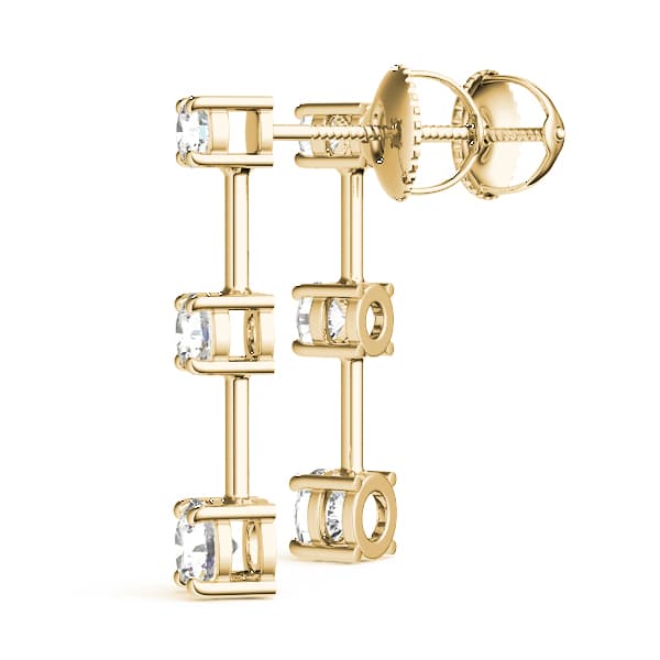 3-Stone Drop Earrings (3 ct. tw.), Angle view in yellow gold