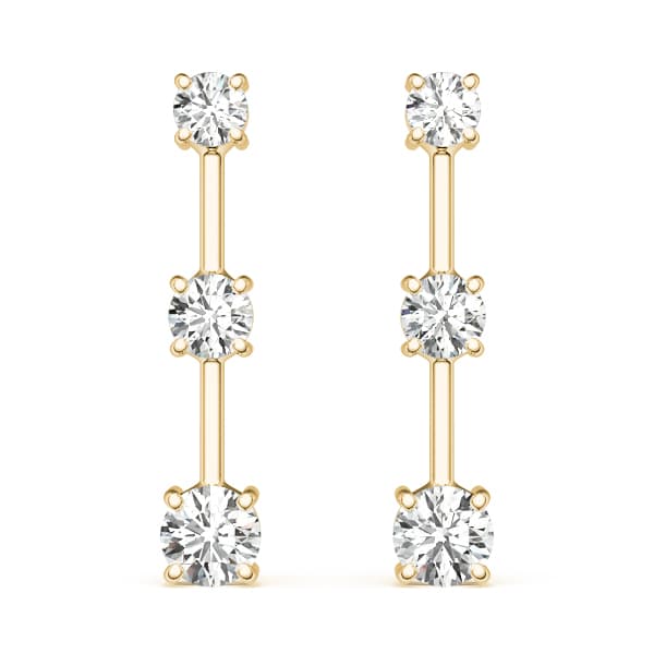 3-Stone Drop Earrings (3 ct. tw.), On hand view in yellow gold