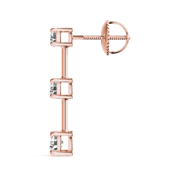 3-Stone Drop Earrings (2 ct. tw.), Side view in rose gold