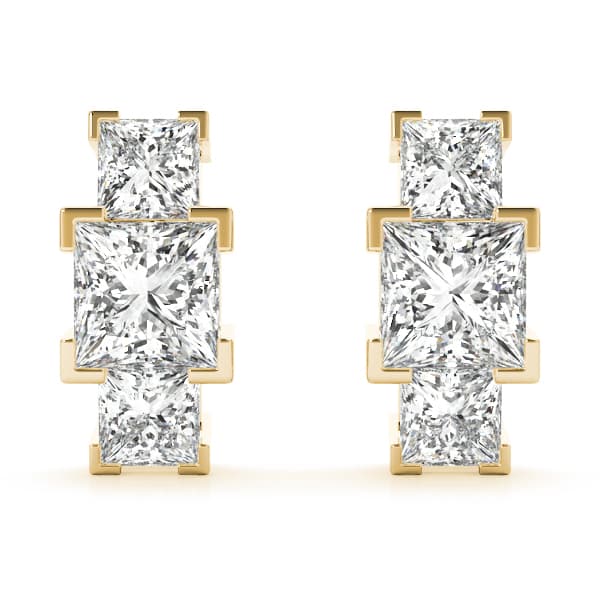 3 Stone Earring (0.2 ct. tw.), Front view in yellow gold