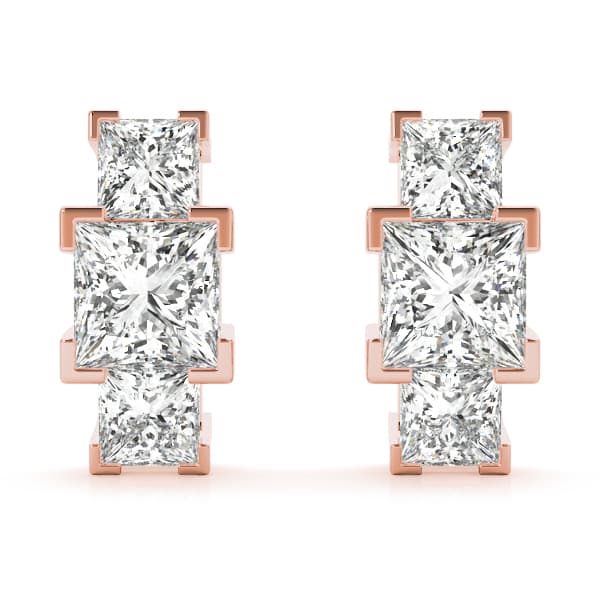 3 Stone Earring (1/3 ct. tw.), Front view in rose gold