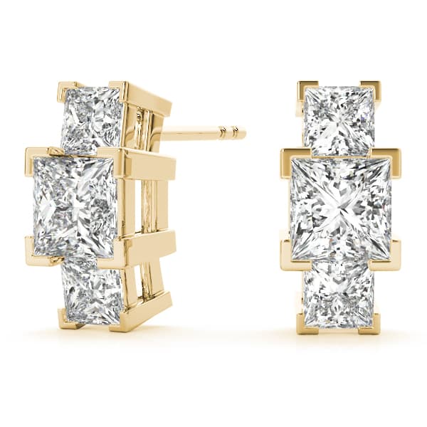 3 Stone Earring (0.2 ct. tw.), On hand view in yellow gold