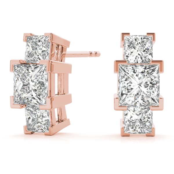 3 Stone Earring (1/3 ct. tw.), On hand view in rose gold