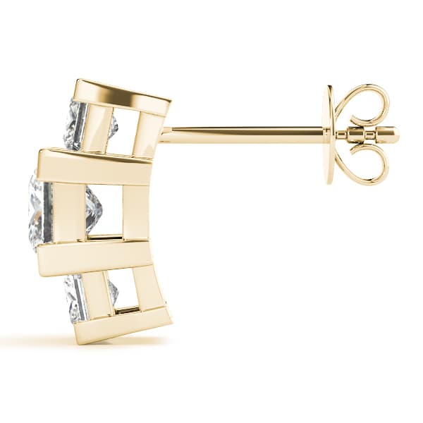 3 Stone Earring (0.2 ct. tw.), Side view in yellow gold