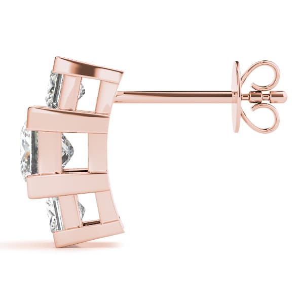3 Stone Earring (1/3 ct. tw.), Side view in rose gold