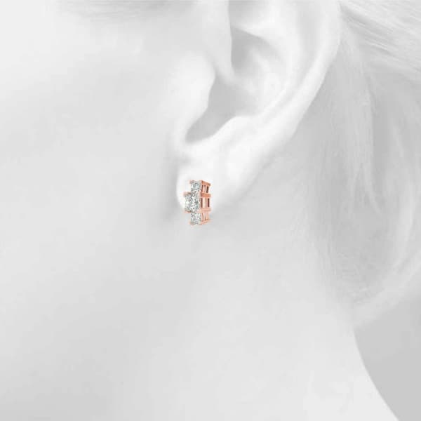 3 Stone Earring (1/3 ct. tw.), Top view in rose gold