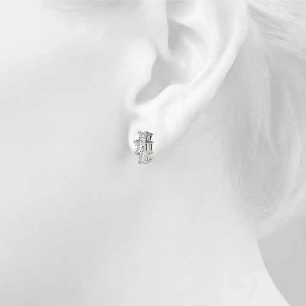 3 Stone Earring (0.2 ct. tw.), Top view in white gold or platinum