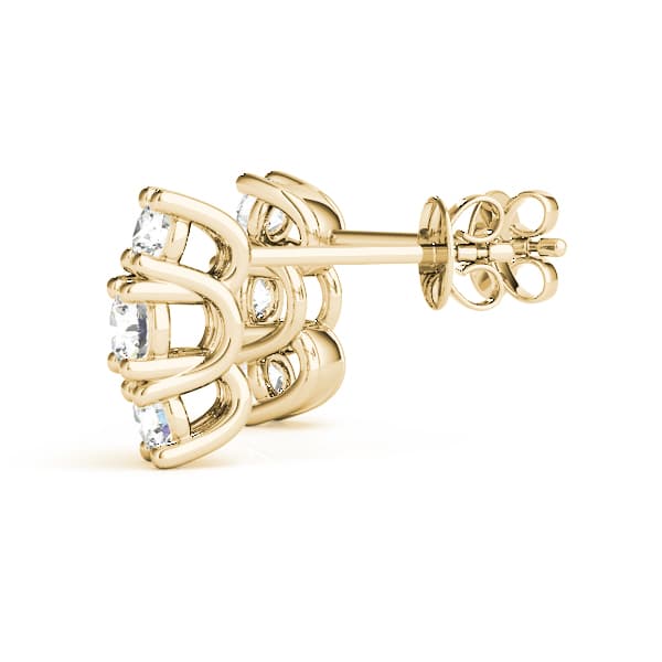 3-Stone Prong Set Curved Earrings (1.18 ct. tw.), Angle view in yellow gold