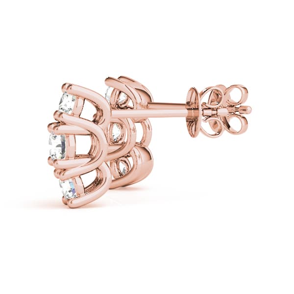 3-Stone Prong Set Curved Earrings (1.18 ct. tw.), Angle view in rose gold