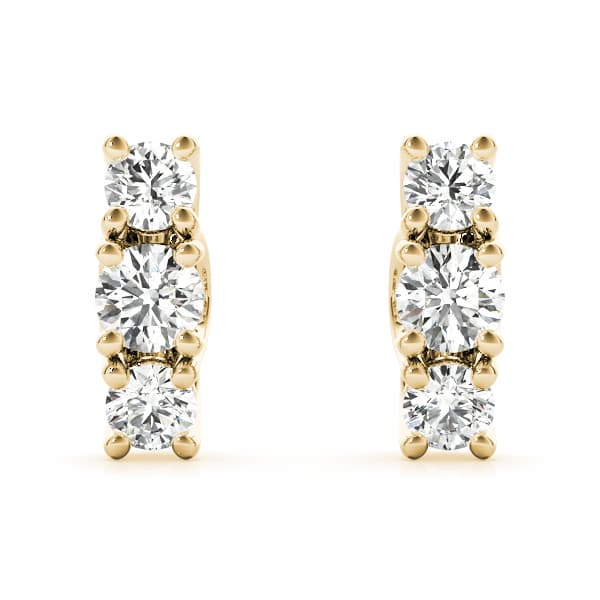 3-Stone Prong Set Curved Earrings (1.18 ct. tw.), On hand view in yellow gold