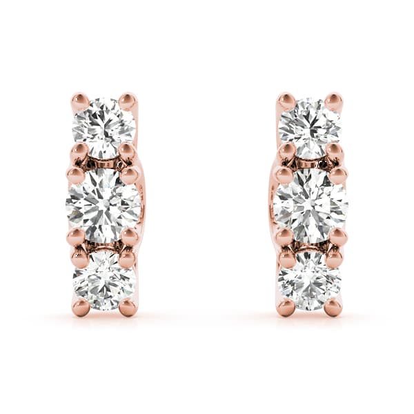3-Stone Prong Set Curved Earrings (1.18 ct. tw.), On hand view in rose gold