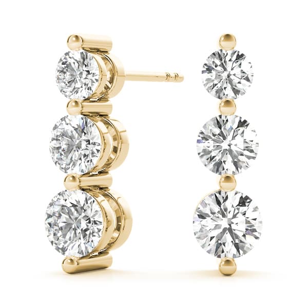 Single Shared Prong Drop Earrings (1/4 ct. tw.), Front view in yellow gold