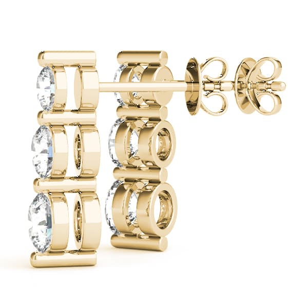 Single Shared Prong Drop Earrings (1/4 ct. tw.), Angle view in yellow gold